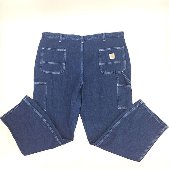 Carhartt Dungaree Fit Utility Blue Carpenter Jeans Workwear Men's 42x30 - Picture 6 of 13